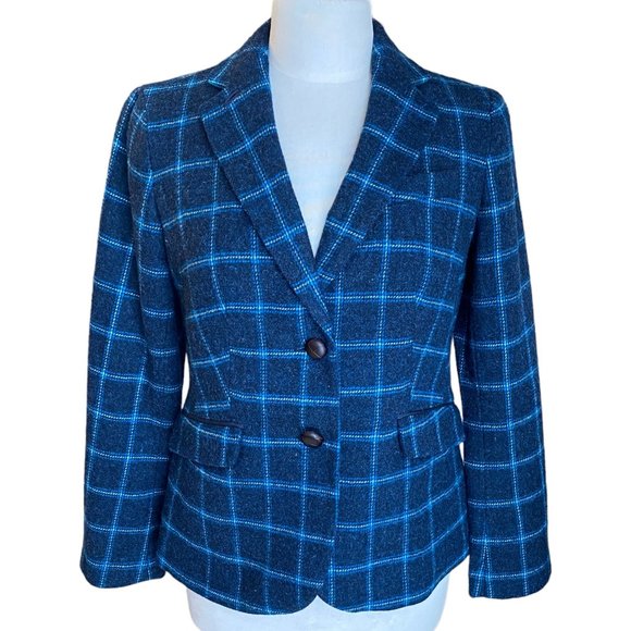 Talbots Wool Plaid Duck Blazer Preppy Riding Academia Countryside Old Money-4 - Picture 1 of 16